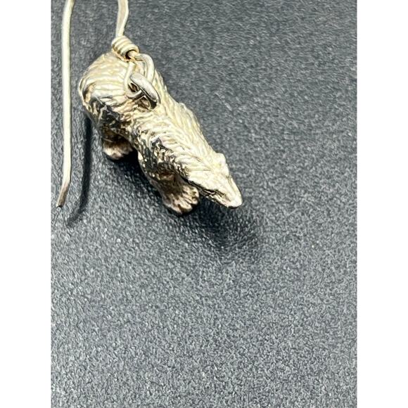 Sterling Silver Detailed 3D Grizzly Bear Animal Fur Charm Dangle Earrings 1” - Picture 5 of 11